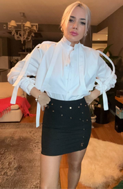 Kuşgözü Detaylı Mini Etek